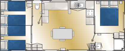 Location de mobil-home Corail 3 chambres à Guérande : plan