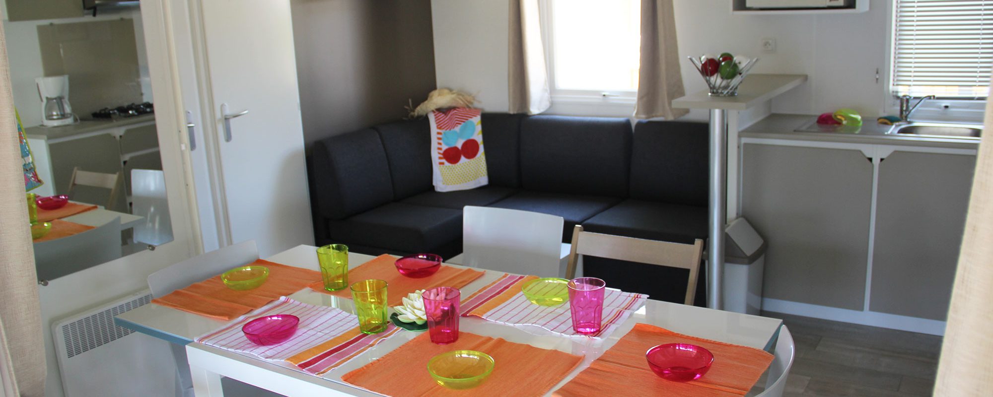 cuisine du mobilhome cordelia en vente camping à proximité de Guérande