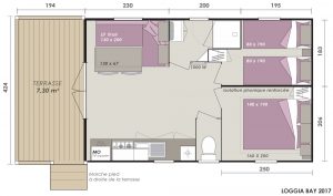 Location de mobilhome loggia bay au camping en Loire Atlantique : plan